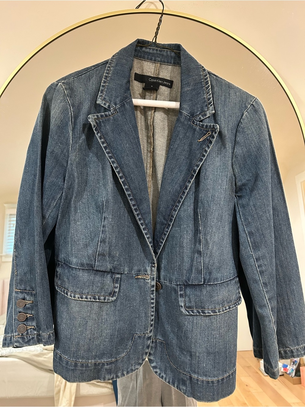 Calvin Klein Jeans Women's Blue Denim Blazer Jacket
